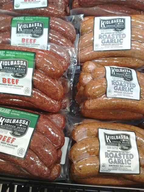 Costco is your source for this great beef sausage and roasted garlic sausage from Kiolbassa Sausage Packaging, Bottom Round Roast Recipes, Top Round Roast Beef, Costco Food, Types Of Sausage, Best Freeze Dried Food, Costco Shopping, Garlic Beef, Costco Meals