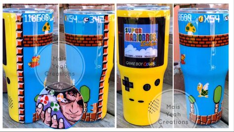 Mario Tumbler Ideas, Lego Tumbler Ideas, Lego Tumbler, Mario Tumbler, Pokemon Cup, Epoxy Cups, Cricut Inspiration, Tumbler Pictures, Yeti Cups