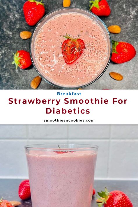 Strawberry Smoothie For Diabetics Smoothie For Diabetics, Strawberry Breakfast Smoothie, Smoothies For Diabetics, Smoothie With Strawberries, Strawberry Smoothie Healthy, Sugar Free Smoothies, Breakfast Strawberry, Coffee Protein Smoothie, Low Sugar Smoothies