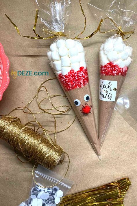 Reindeer Cones, Hot Chocolate Reindeer, Letters For Boyfriend, Hot Chocolate Cones, Stocking Stuffer Ideas For Men, Open When Letters For Boyfriend, Chocolate Reindeer, Reindeer Hot Chocolate, Cones Diy