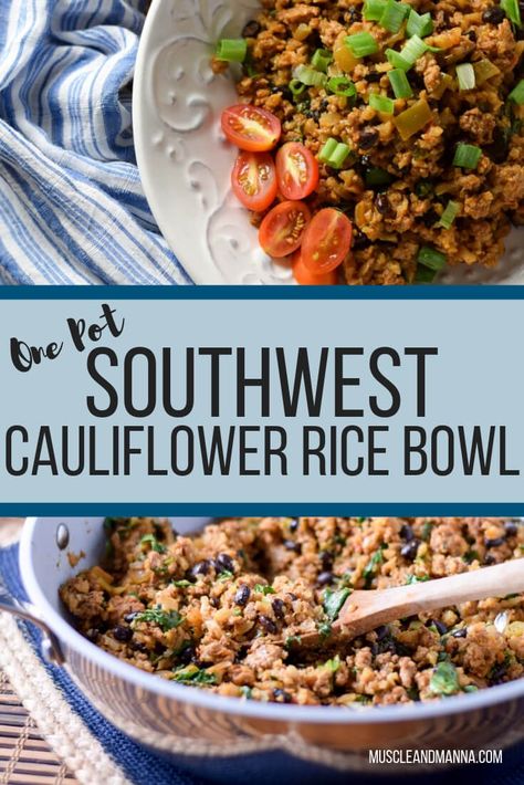 Southwest Cauliflower Rice Bowl - This cauliflower rice recipe is healthy, easy, and sure to please your family. They will love this one pot mexican cauliflower rice! #cauliflowerrice #recipe #healthy #dinner #onepot #easy #mexican Southwest Cauliflower, Cauliflower Rice Bowl, One Pot Mexican, Mexican Cauliflower Rice, Mexican Cauliflower, Recipe Healthy Dinner, Cauliflower Rice Recipe, Healthy One Pot Meals, Cauliflower Rice Recipes