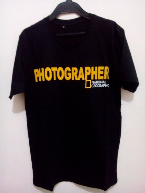 Tshirt National Geographic Photographer | Black | Cotton combed 30s | Flock Printing | IDR 80,000 | Stock # M : 1 pcs # L : 1 pcs National Geographic Clothes, National Geographic Tshirt, National Geographic Photographers, Nat Geo, Studio Logo, Save The Planet, National Geographic, Black Cotton, Street Wear