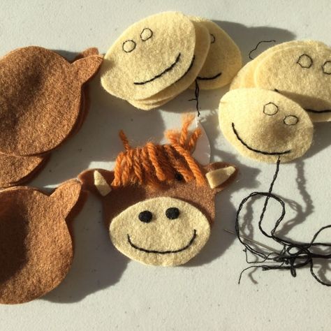 Making more highland cow faces for greeting cards this morning. Some will go straight onto cards and the rest will be kept in a box for when they are needed. The fun part is assembling them and seeing the different expressions on their faces emerge. #handmade #etsyuk #highlandcow #highlandcows #highlandcoo #cow #coo #madebyme #stitches #embroidery #folksy #Scotland #scottish #greetingcard #greetingcards #craft Highland Cow Head Template, Scottish Art Ideas For Kids, Pom Pom Highland Cow Diy, Scottish Crafts For Kids, Highland Cow Valentines Box Ideas, Highland Cow Felt Pattern, Highland Cow Crafts, Scotland Activities, Highland Cow Ornaments Diy