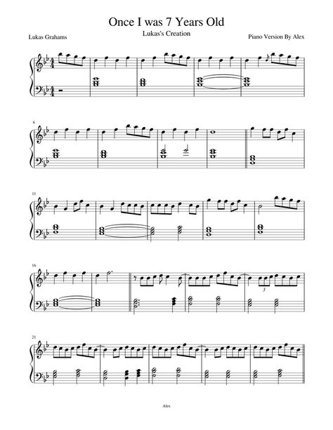 Print and download in PDF or MIDI Once I was 7 Years Old. My version of 7 years old on piano / Dedicated to my firends Piano Notes For Beginners, Lukas Graham, Music Basics, Clarinet Music, Music Letters, Clarinet Sheet Music, Easy Piano Songs, Old Pianos, Old Sheet Music