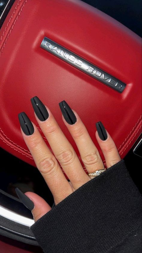 Mat Black Nails, Taupe Nails Designs, Red Range Rover, Long Black Nails, Matted Nails, Taupe Nails, Matte Acrylic Nails, Nails For Fall, Black Gel Nails