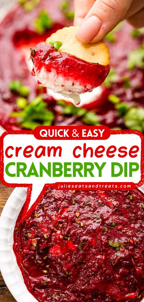 This Cranberry Cream Cheese Dip has a layer of cream cheese and tart cranberries! This quick and easy homemade dip has the perfect combination. Add this to your Christmas party food and New Year food ideas! Cream Cheese Cranberry Dip, Cranberry Cheese Dip, New Year Food Ideas, Cranberry Dip Recipes, Cranberry Cream Cheese Spread, Cranberry Cream Cheese Dip, Cranberry Dip, New Year Food, Best Party Appetizers