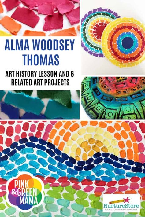 Alma Woodsey Thomas, Clay Relief, Colorful Art Projects, Kid Friendly Art, Sharpie Tie Dye, Alma Thomas, Art History Lessons, Artist Project, Art Curriculum