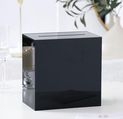 UNIQOOO Black Acrylic Wedding Card Box with Slot, Thick DIY Large 10x10x5.5 inch w/No Print, Wedding Receptions Wishing Well Money Box, Birthday, Memory Box Acrylic Wedding Card, Acrylic Card, Wedding Card Box, Acrylic Wedding, Wedding Receptions, Wishing Well, Black Acrylic, Money Box, Memory Box