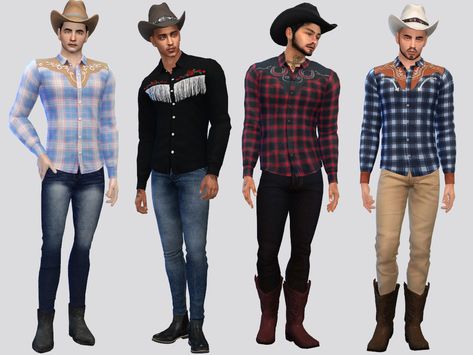 Sims 4 Cc Country Clothes Maxis Match, Sims 4 Cc Country Clothes Male, Cowboy Sims 4 Cc, Sims 4 Cowboy Cc, Cas Outfits, Cowboy Outfit Men, Ranch Outfits, Ranch Family, Sims 4 Men Clothing