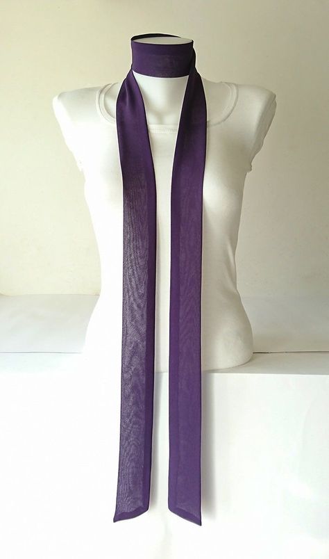 Purple Scarf Outfit, Scarf Aesthetic, Narrow Scarf, Tie Choker, Purple Belt, Purple Headbands, Thin Scarf, Polyester Scarf, Purple Scarves