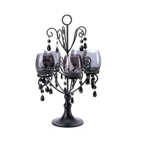 Koehler Home Decor Midnight Elegance Candelabra (Candelabra), Black (Acrylic) Beaded Candle Holders, Romantic Table Setting, Candelabra Centerpiece, Candle Candelabra, Beaded Candle, Candle Cups, Romantic Table, Hanging Candles, Tinted Glass