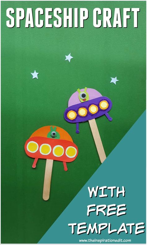 Spaceship Alien Craft For Kids · The Inspiration Edit Spaceship Craft, Alien Craft, Space Crafts For Kids, Alien Crafts, Ladybug Crafts, Art Projects For Teens, Creative Kids Crafts, Popsicle Stick Crafts, Paper Plate Crafts