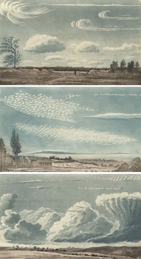 furtho: “ Thomas Forster’s cloud studies, from Researches About Atmospheric Phenomena, 1823 (via here) ” Cloud Illustration, Art Alevel, Art Noir, Atmospheric Phenomenon, Cloud Drawing, For Eyes, Field Guide, Sky And Clouds, Science Art