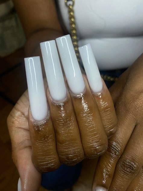 #whitenails #longnails #longnailideas #squarenails #nails #acrylicnailsideas Milky Gray Nails, White Xl Nails, White Long Nails, Long White Nails, Xxl Nails, Xl Nails, Year Nails, Gray Nails, Acrylic Nails Coffin Pink