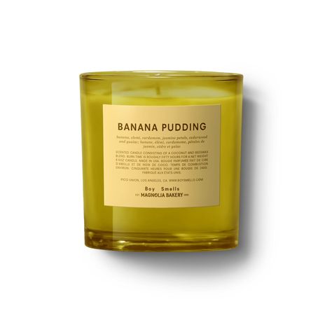 The Boy Smells Banana Pudding is a scented candle with a deliciously sensual aroma presented in a glossy yellow glass tumbler. Boy Smells Candles, Magnolia Bakery Banana Pudding, Boy Smells, Magnolia Bakery, Pineapple Top, Magnolias Bakery, Candle Collection, Banana Pudding, Rhubarb