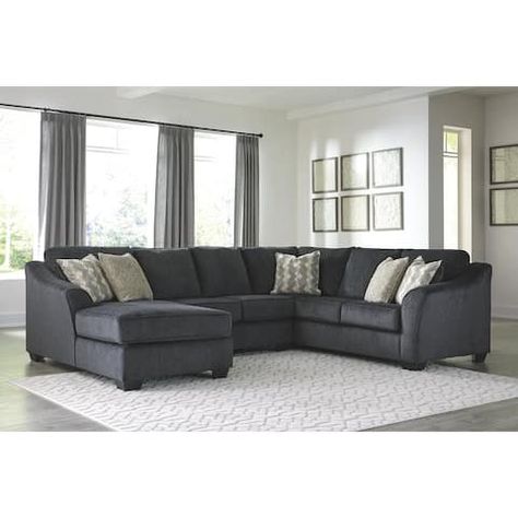 Sectional With Chaise, Grey Sectional, Armless Loveseat, 3 Piece Sectional, Slate Gray, Modular Sectional, Contemporary Aesthetic, Chaise Sofa, Ashley Furniture