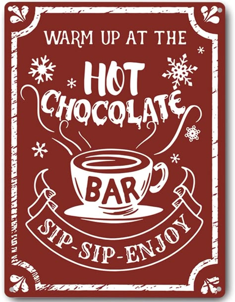 Amazon.com: Christmas Decor Signs Farmhouse Decorative Red Hot Cocoa Vintage Wall Decorations - Cup of Cocoa 7.9x11.8 Inch... Hot Chocolate Christmas Tree, Christmas Decor Signs, Christmas Illustration Vintage, Chocolate Christmas Tree, Hot Chocolate Bar, Decoupage Ideas, Hot Cocoa Bar, Cocoa Bar, Cup Of Cocoa