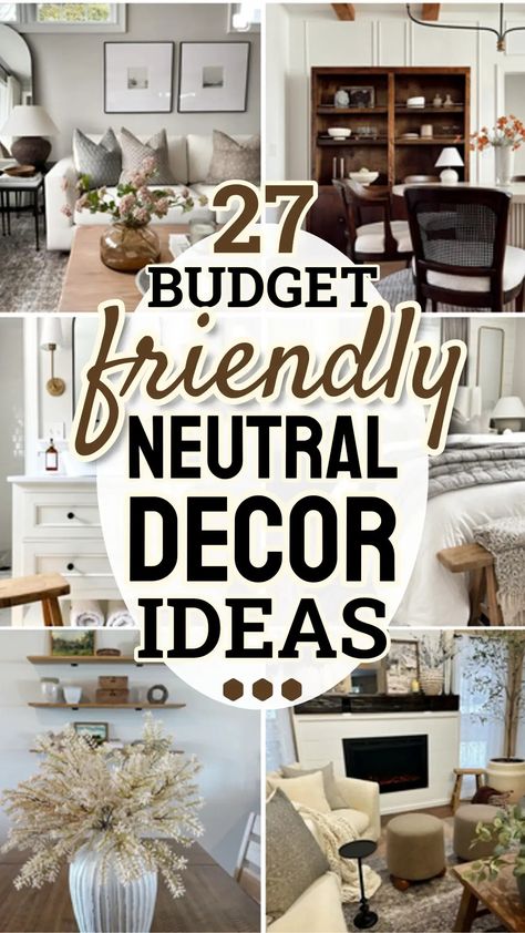 neutral decorating ideas for the home budget-friendly neutral decor ideas for living room dining room bathroom foyer wall decor and more Neutral Dining Room Decor, Neutral Decor Ideas, Cozy Grey Living Room, Cream Dining Room, Neutral Room Decor, Foyer Wall Decor, Japanese Inspired Home, Neutral Dining Room, Cream Living Rooms