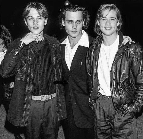 Brad Pitt And Leonardo Dicaprio, Johnny Depp Leonardo Dicaprio, Trio Friends, John Depp, جوني ديب, Danny Ocean, Rodrigo Santoro, 90s Actors, Leonardo Dicaprio 90s