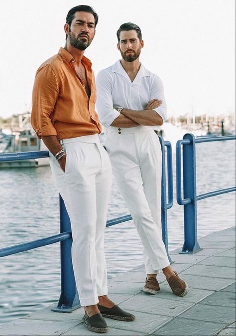 IV Style on Tumblr Italy Spring Outfits, Office Old Money, Beach Wedding Men, Italian Mens Fashion, Old Money Fashion, Off White Pants, Mens Wedding Attire, Old Money Outfits, White Pant