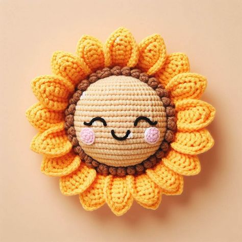 Crochet Sunny Sunflower Amigurumi Idea Amigurumi Sunflower Free Pattern, Free Crochet Sunflower, Sunflower Crochet Pattern, Easy Crochet Ideas, Crochet Images, Crochet Sunflowers, Knitting Patterns Free Dog, Easy Amigurumi, Easy Crochet Animals