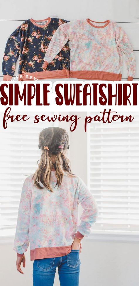 Kids Sweatshirt Pattern, Fridge Handle Covers, Crop Tops For Kids, Sweatshirt Pattern, Simple Sweatshirt, Crop Top Pattern, Printable Sewing Patterns, Free Sewing Pattern, Backpack Free