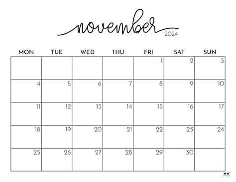 The busy season has arrived! Stay organized the entire month with one of 50 FREE printable November 2024 calendars. Print from home! September Kalender, October Calendar Printable, June Calendar Printable, Printable December Calendar, Calender Printables, Kalender Design, July Calendar, August Calendar, September Calendar