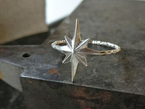 image 0 North Star Ring, Silver Star Ring, Beautiful Silver Rings, Unique Silver Rings, The North Star, Stackable Rings Silver, Sterling Silver Stacking Rings, Geometric Ring, Celestial Jewelry