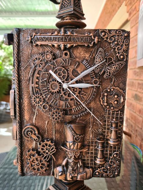 Steampunk Book Cover Diy, Steampunk Book Cover, Steampunk Books, Steampunk Diy Crafts, Steampunk Mixed Media Art, Book Cover Art Diy, Steampunk Book, Steampunk Mixed Media, Steampunk Christmas