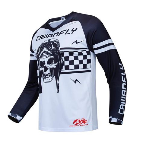 Outdoor Activewear, Mountain Bike Jerseys, White Bike, Racing Jackets, Womens Cycling Clothes, Road Bike Cycling, Jersey Long Sleeve, Bike Shirts, Skull Graphic