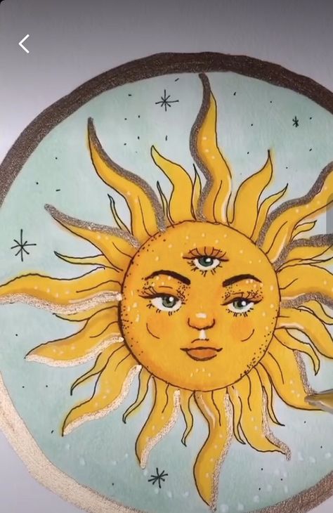 Psychadelic Art Drawing, Drawing A Sun, Trippy Sunset Painting, Hippy Art Drawing, Indie Sun Drawing, Trippy Aesthetic Drawings, How To Draw Sun, Trippy Sun Painting, Sun Painting Ideas On Canvas