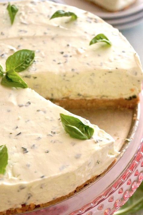 Sweet Basil Cheesecake with Lemon Crust is a no-bake, make-ahead dessert that’s full of beautiful and bright summer flavors. It’s easy to make and works well for both casual or elegant entertaining. #cheesecake #nobake #basil #lemon Basil Cheesecake, Picnic Menu Ideas, Best Summer Recipes, Summer Flavors, Basil Recipes, Elegant Entertaining, Make Ahead Desserts, Delicious Clean Eating, Sweet Basil