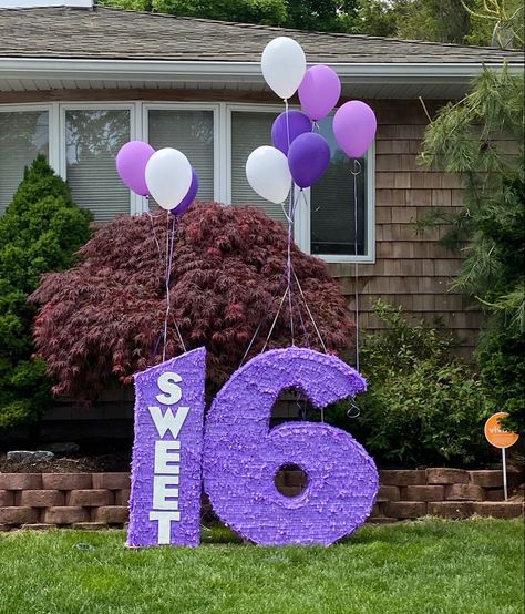 Sweet ...cut out with electic knife Painted and glittered by Fonna Amato Sweet 16 Parties, Sweet Sixteen, Sweet 16, Birthday Party, Purple, Birthday