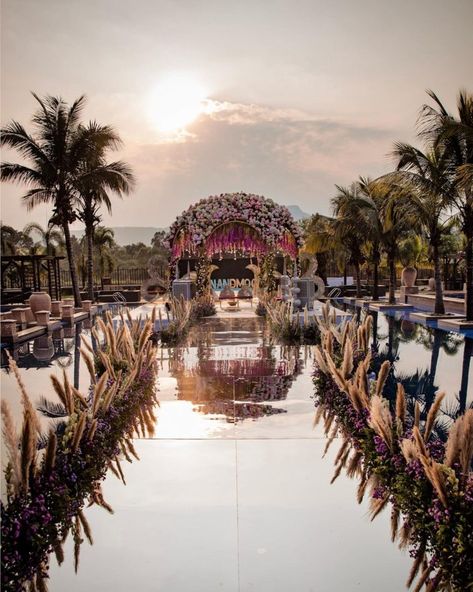 OTT Mandap Decor Ideas We Loved Mountain Wedding Mandap, Beach Mandap Decor, Bridal Entry, Bride Entry, Wedding Lake, Lake Side, Mandap Decor, Wedding Mandap, Wedding Entrance