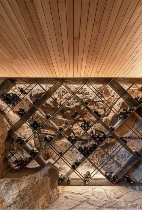 Wine Cellar Architecture, Wine Cellar Inspiration, Cellar Inspiration, Wine Store Design, Wine Cellar Wall, Wine Room Design, Cave A Vin, Wine Cellar Basement, Glass Wine Cellar