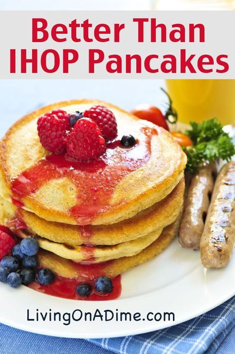 Ihop Pancake Recipe Without Buttermilk, Ihop Pancake Recipe, I Hop Pancake Recipe, Ihop Pancakes, Living On A Dime, Pancake Recipe Easy, Tasty Pancakes, Homemade Pancakes, What's For Breakfast