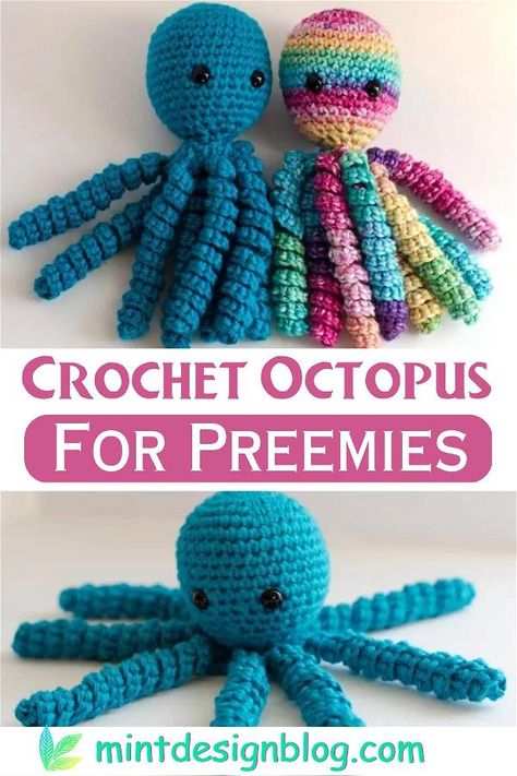 Crochet Octopus For Preemies Crochet Octupus Hat, Crochet Octopus For Preemies, Nicu Crochet, Free Crochet Octopus, Octopus For Preemies, Preemie Octopus, Teddy Bear Knitting Pattern, Octopus Crochet, Octopus Crochet Pattern