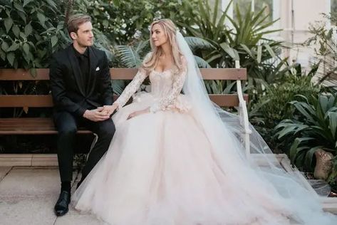 formal wedding dress Pewdiepie Wedding, Pewdiepie And Marzia, Felix Pewdiepie, Marzia And Felix, Marzia Kjellberg, Marzia Bisognin, Felix Kjellberg, Dress For The Wedding, Celebrity Wedding Dresses