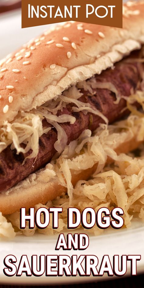 Instant Pot Hot Dogs And Sauerkraut | Pressure Cooker Hot Dogs And Sauerkraut | Hot Dogs And Sauerkraut In Crockpot | Crockpot Sauerkraut Recipe | How To Make Hot Dogs And Sauerkraut #recipes #instantpotrecipes #instantpot #hotdogsandsauerkraut Hot Dogs And Sauerkraut, Power Pressure Cooker Xl Recipes, Crockpot Sauerkraut, Best Pressure Cooker Recipes, Multi Cooker Recipes, Sauerkraut Recipe, Pressure Canning Recipes, Power Pressure Cooker, Best Pressure Cooker