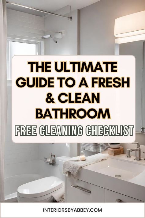 The Ultimate Guide to A Clean Bathroom (free printables) Bedroom Cleaning Checklist, Bathroom Cleaning Checklist, Clean Your Bathroom, Cleaning Games, Apartment Checklist, Clean Bathroom, Weekly Cleaning Schedule, House Cleaning Checklist, Cleaning Guide