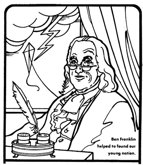 Benjamin Franklin Coloring Page, Ben Franklin Inventions, Zootopia Coloring Pages, Invention Convention, Franklin Institute, Bee Coloring Pages, Space Coloring Pages, 5th Grade Social Studies, Coloring Contest