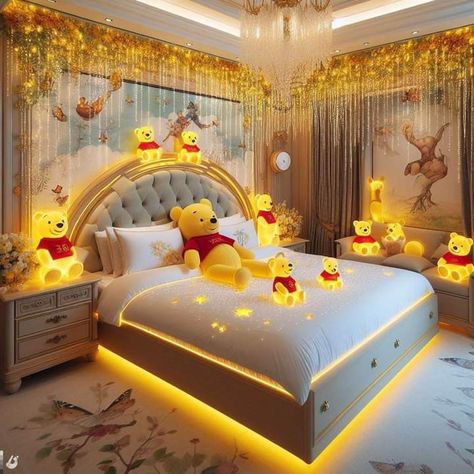 Pooh Bear Bedroom, Winnie The Pooh Bedroom, Winnie The Pooh Curtains, Jeny Rivera, Themed Hotel Rooms, Winnie The Pooh Decor, Disney Hotel, Pooh Winnie, Disney Room Decor