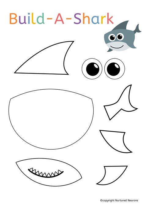 Here's an easy craft which your kids can do to make their very own cute shark. It's great for toddlers and preschoolers because it’s so simple! There’s a color and a plain baby shark template – so your little ones can get creative with their own super sharks! It could also make a lovely activity for anyone having a shark or undersea themed party! #freeprintables #preschoolprintables #preschoolcrafts #toddlercrafts #sharkcrafts #babyshark #babysharkcraft #preschoolers #toddleractivities Baby Shark Template, Build A Shark, Shark Crafts Preschool, Shark Template, Shark Week Crafts, Printable For Preschool, Shark Activities, Shark Craft, Sea Crafts