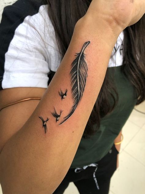 Feather Tattoo Ideas For Women, 96 Tattoo, Plumas Tattoo, White Feather Tattoos, Feather Tattoo Arm, Realistic Butterfly Tattoo, Side Wrist Tattoos, Ankle Tattoo Designs, Hand And Finger Tattoos