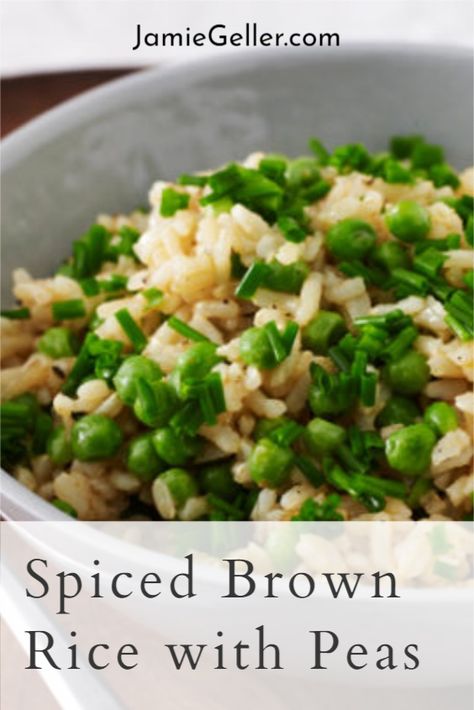 A simple way to dress up your everyday brown rice, this side dish goes with everything and use brown rice for extra health benefits. #glutenfree #dinner #rice Brown Rice Recipes Seasoned Healthy, Brown Rice Side Dish Recipes Healthy, Vegetable Brown Rice Recipes, Brown Rice Side Dish Recipes, Brown Rice Side Dish, Vegetable Board, Brown Rice Recipes Healthy, Rice With Peas, Vegan Rice Dishes