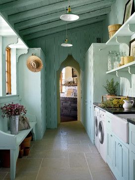 Southern Living Idea House mediterranean laundry room Laundry Room/mud Room, Vintage Laundry Room, Southern Living Homes, Flower Room, Vintage Laundry, Southwestern Design, Laundry Mud Room, Laundry Room Design, Style At Home