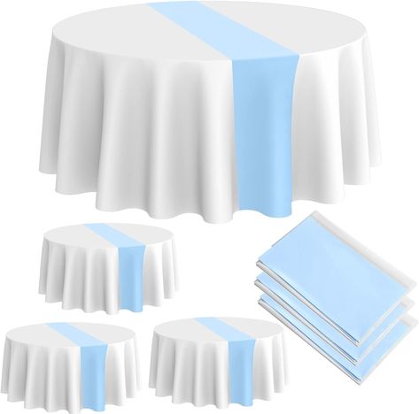 Amazon.com: Oudain Round Tablecloth Disposable Plastic Tablecloth 84 Inch Stain and Wrinkle Resistant Table Cover Baby Shower Tablecloths for Baby Shower Wedding Decoration (White, Pink,6 Pcs) : Home & Kitchen Birthday Party Decorations White, Party Decorations White, Satin Table Runner, Disposable Tablecloth, Table Cloth Decorations, Party Table Cloth, Plastic Tablecloth, Plastic Tables, White Sky