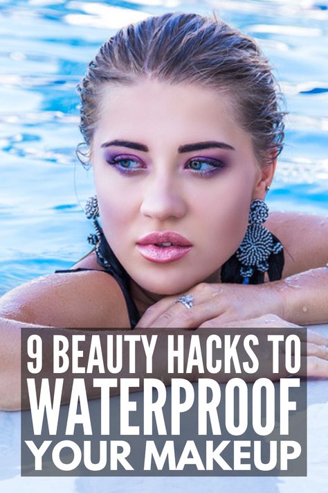 How to Waterproof Your Makeup | If you want to know how to apply your makeup so it won’t melt off your face at the gym or while hanging poolside this summer, this post is for you! We’re sharing the best waterproof makeup products, including our fave summer foundation and mascaras, as well as 9 summer makeup tips and tutorials to teach you how to sweat proof makeup like a pro! #sweatproofmakeup #summermakeuphacks Diy Waterproof Makeup, Waterproof Makeup Tutorial, Waterproof Makeup For Swimming, Summer Eye Makeup Looks, Beach Makeup Look Summer, Water Proof Makeup, Best Waterproof Makeup, Jlo Makeup, Workout Makeup