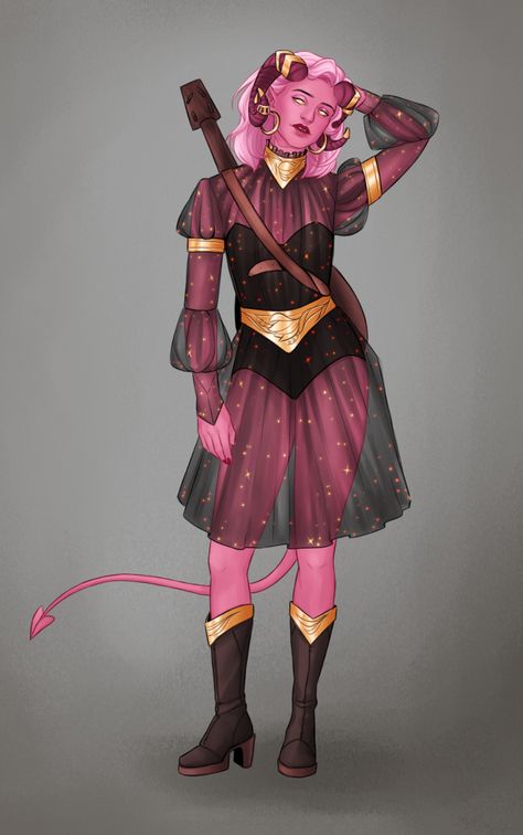 — This is my girlfriend's dnd character, Ilya... Pink Tiefling, Dnd Tiefling, Tiefling Bard, Half Orc, Lost Lands, My Character, Sun Moon Stars, Dungeons And Dragons Homebrew, Me As A Girlfriend