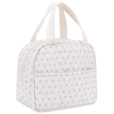 PRICES MAY VARY. ✨【BBIQI cute lunch bag】BBIQI lunch tote bag for women, quilted craft, selected floral pattern, this design is very cute and charming. ✨【Insulated material】 The lunch box uses high-quality cotton velvet material on the outside, which is more comfortable to touch, and the lining uses thickened waterproof aluminum foil, which has excellent insulation performance and can keep food fresh. ✨【Large capacity & multi-purpose】The lunch bag size is 9.06*7.48*5.51, with large capacity, whic Cute Aesthetic Lunch Bag, Coquette Lunch Bag, Aesthetic Lunch Bags, Lunch Bag Aesthetic, Cute Lunch Bags, Aesthetic Lunch, Small Lunch Bags, Vera Bradley Lunch Bags, Food Containers Lunch